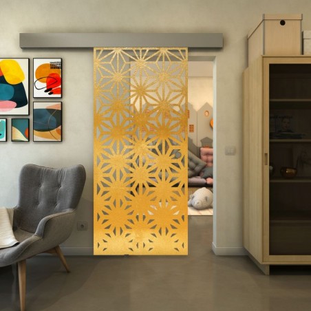 Glasschiebetür ECO-LINE - Fineprint Model 187 Gold auf Klarglas