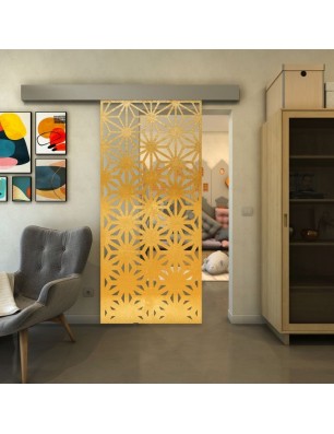 Glasschiebetür ECO-LINE - Fineprint Model 187 Gold auf Klarglas