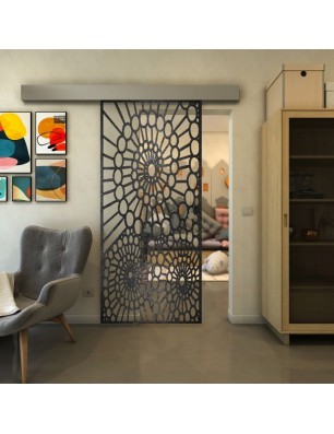 Glasschiebetür ECO-LINE - Fineprint Model 188 Schwarz auf Klarglas