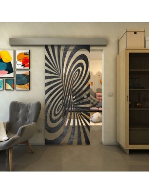 Glasschiebetür ECO-LINE - Fineprint Model 189 Schwarz auf Klarglas
