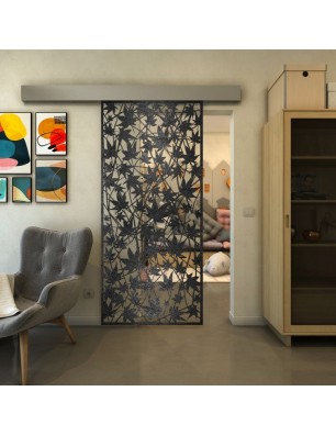 Glasschiebetür ECO-LINE - Fineprint Model 192 Schwarz auf Klarglas