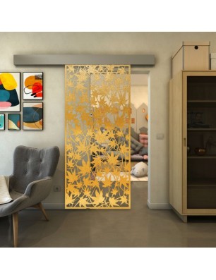 Glasschiebetür ECO-LINE - Fineprint Model 192 Gold auf Klarglas