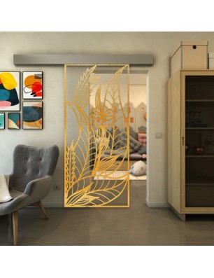 Glasschiebetür ECO-LINE - Fineprint Model 195 Gold auf Klarglas
