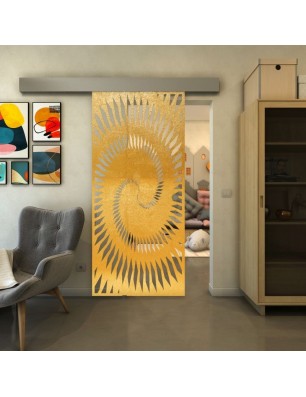 Glasschiebetür ECO-LINE - Fineprint Model 197 Gold auf Klarglas