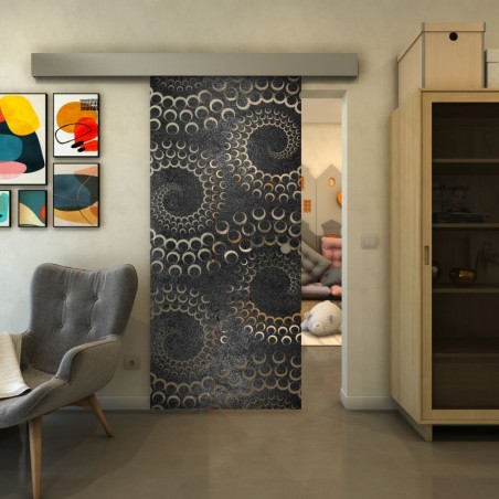 Glasschiebetür ECO-LINE - Fineprint Model 198 Schwarz auf Klarglas