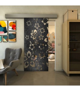 Glasschiebetür ECO-LINE - Fineprint Model 199 Schwarz auf Klarglas