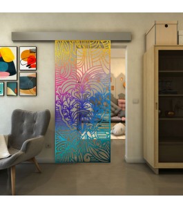 Glasschiebetür ECO-LINE - Fineprint Model 201 Verlauf auf Klarglas