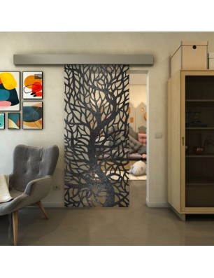 Glasschiebetür ECO-LINE - Fineprint Model 202 Schwarz auf Klarglas