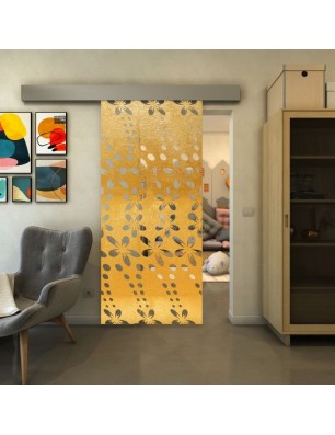 Glasschiebetür ECO-LINE - Fineprint Model 203 Gold auf Klarglas