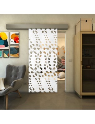 Glasschiebetür ECO-LINE - Fineprint Model 203 Weiss auf Klarglas