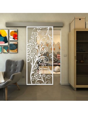Glasschiebetür ECO-LINE - Fineprint Model 204 Weiss auf Klarglas