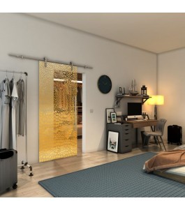 Glasschiebetür PIPE-LINE - Fineprint Model 015 Gold auf Klarglas