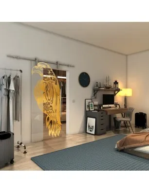 Glasschiebetür PIPE-LINE - Fineprint Model 122 Gold auf Klarglas