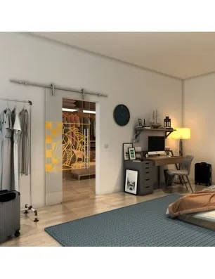 Glasschiebetür PIPE-LINE - Fineprint Model 137 Gold auf Klarglas