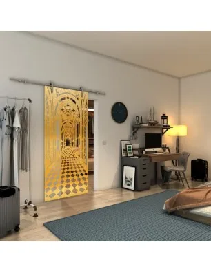 Glasschiebetür PIPE-LINE - Fineprint Model 181 Gold auf Klarglas