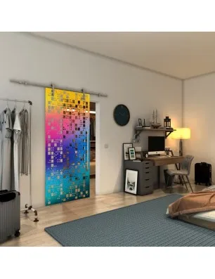 Glasschiebetür PIPE-LINE - Fineprint Model 190 Verlauf auf Klarglas