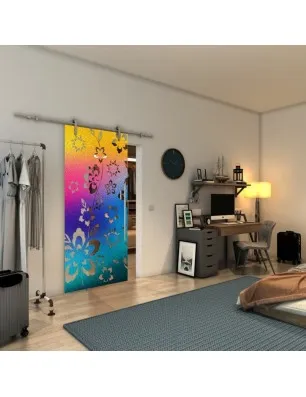 Glasschiebetür PIPE-LINE - Fineprint Model 199 Verlauf auf Klarglas