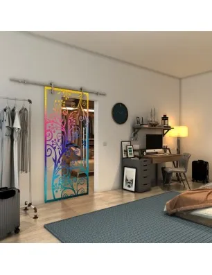 Glasschiebetür PIPE-LINE - Fineprint Model 204 Verlauf auf Klarglas