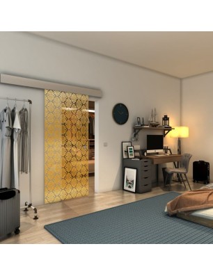 Glasschiebetür ECO-LINE - Fineprint Model 001 Gold auf Klarglas