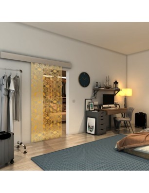 Glasschiebetür ECO-LINE - Fineprint Model 005 Gold auf Klarglas