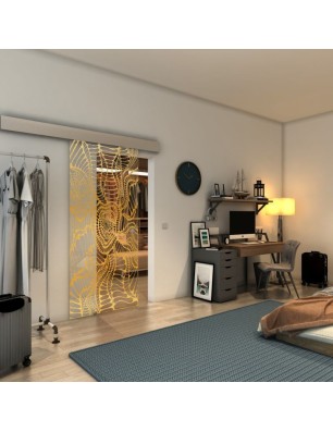 Glasschiebetür ECO-LINE - Fineprint Model 012 Gold auf Klarglas