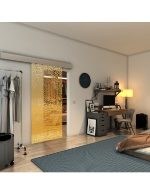 Glasschiebetür ECO-LINE - Fineprint Model 015 Gold auf Klarglas