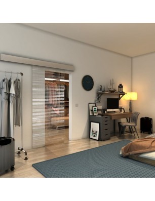 Glasschiebetür ECO-LINE - Fineprint Model 019 Weiss auf Klarglas