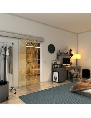 Glasschiebetür ECO-LINE - Fineprint Model 020 Gold auf Klarglas