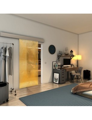 Glasschiebetür ECO-LINE - Fineprint Model 025 Gold auf Klarglas