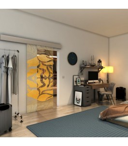 Glasschiebetür ECO-LINE - Fineprint Model 031 Gold auf Klarglas