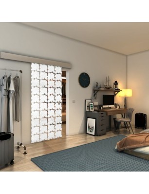 Glasschiebetür ECO-LINE - Fineprint Model 033 Weiss auf Klarglas