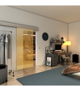 Glasschiebetür ECO-LINE - Fineprint Model 041 Gold auf Klarglas