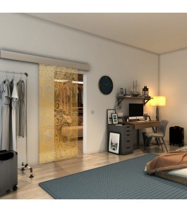Glasschiebetür ECO-LINE - Fineprint Model 051 Gold auf Klarglas