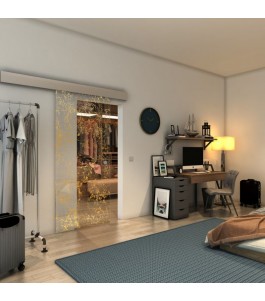 Glasschiebetür ECO-LINE - Fineprint Model 054 Gold auf Klarglas