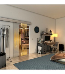 Glasschiebetür ECO-LINE - Fineprint Model 059 Gold auf Klarglas