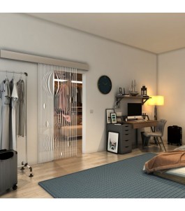 Glasschiebetür ECO-LINE - Fineprint Model 060 Weiss auf Klarglas
