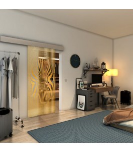 Glasschiebetür ECO-LINE - Fineprint Model 065 Gold auf Klarglas