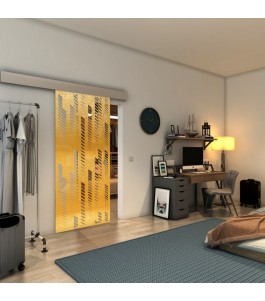 Glasschiebetür ECO-LINE - Fineprint Model 067 Gold auf Klarglas