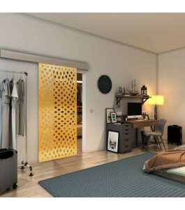 Glasschiebetür ECO-LINE - Fineprint Model 068 Gold auf Klarglas