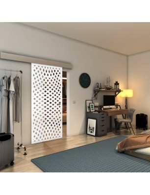 Glasschiebetür ECO-LINE - Fineprint Model 068 Weiss auf Klarglas