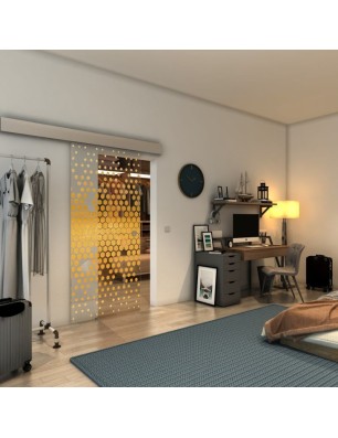 Glasschiebetür ECO-LINE - Fineprint Model 072 Gold auf Klarglas