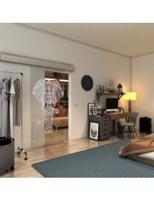 Glasschiebetür ECO-LINE - Fineprint Model 078 Weiss auf Klarglas