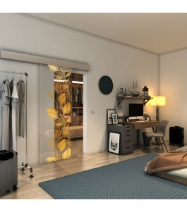 Glasschiebetür ECO-LINE - Fineprint Model 086 Gold auf Klarglas