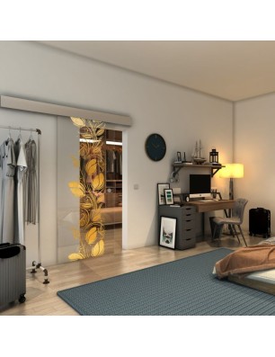 Glasschiebetür ECO-LINE - Fineprint Model 086 Gold auf Klarglas