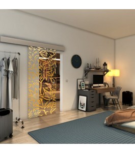 Glasschiebetür ECO-LINE - Fineprint Model 095 Gold auf Klarglas
