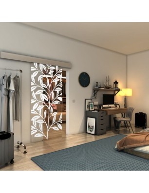 Glasschiebetür ECO-LINE - Fineprint Model 099 Weiss auf Klarglas