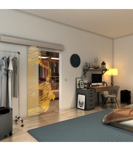 Glasschiebetür ECO-LINE - Fineprint Model 106 Gold auf Klarglas