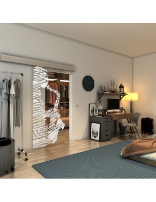Glasschiebetür ECO-LINE - Fineprint Model 106 Weiss auf Klarglas