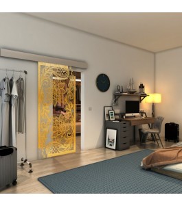 Glasschiebetür ECO-LINE - Fineprint Model 108 Gold auf Klarglas
