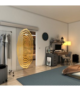 Glasschiebetür ECO-LINE - Fineprint Model 109 Gold auf Klarglas